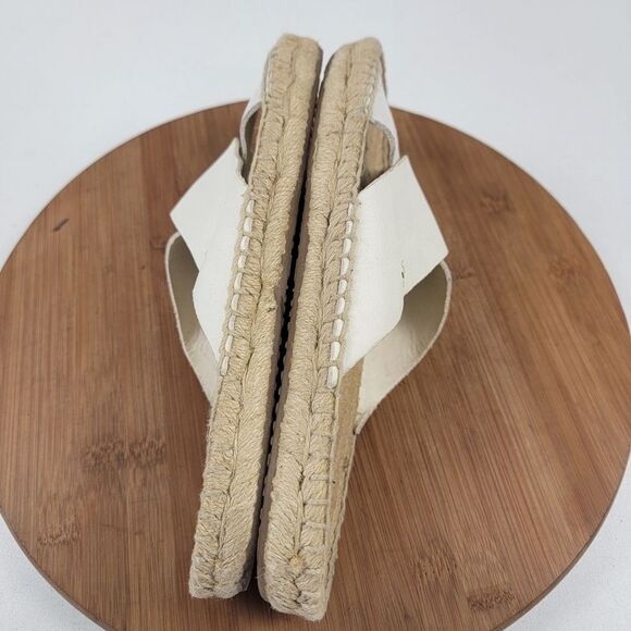 Tory Burch Bima White Leather Espadrille Slide Flats Womens Size 10 Beach - Picture 10 of 13